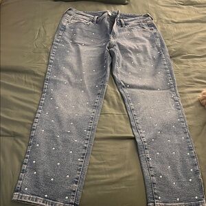 Time and Tru Light Blue Straight Leg Jeans with Silver Studs